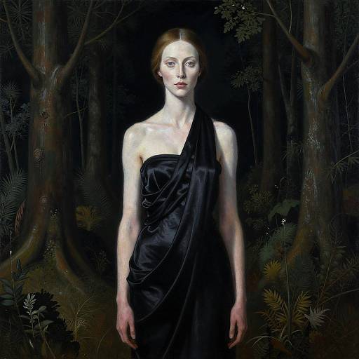 Chalk-Skinned Woman in Forest