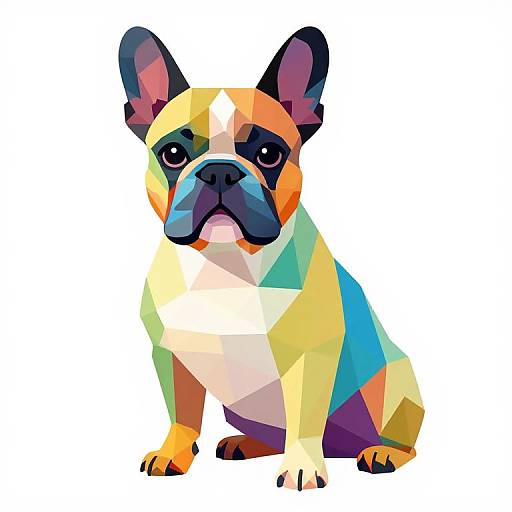 Colorful Low-Poly French Bulldog Illustration