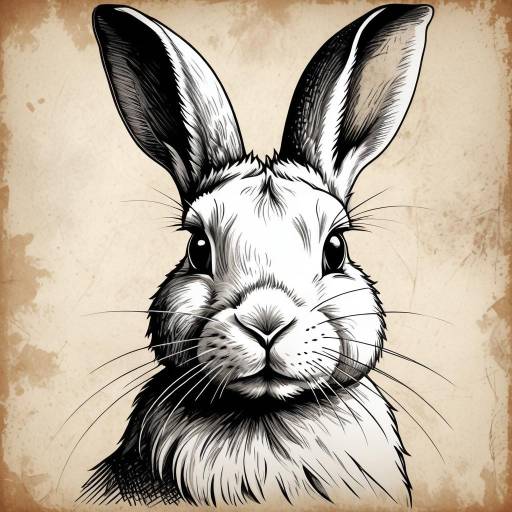 Majestic White Bunny Portrait in Monochrome