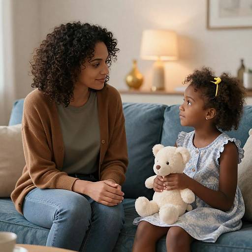 Warm Portrait: Woman and Girl on Couch