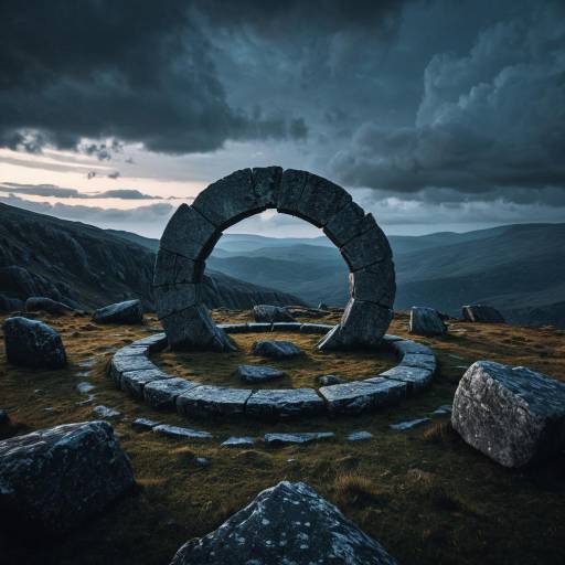 Ancient Stone Circle on Mountain at Twilight