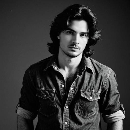 1970s Style Man in Denim Shirt