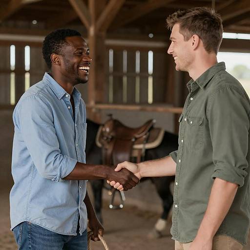 Joyous Encounter in a Rustic Barn