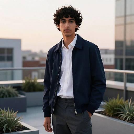 Urban Rooftop Portrait at Sunset