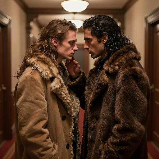 Intense Confrontation in Dim Hallway