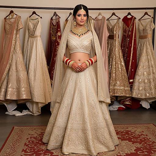 Young Indian Bride in Wedding Dress