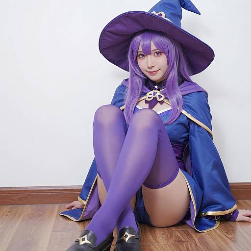 Woman Wizard Cosplay with Purple Attire