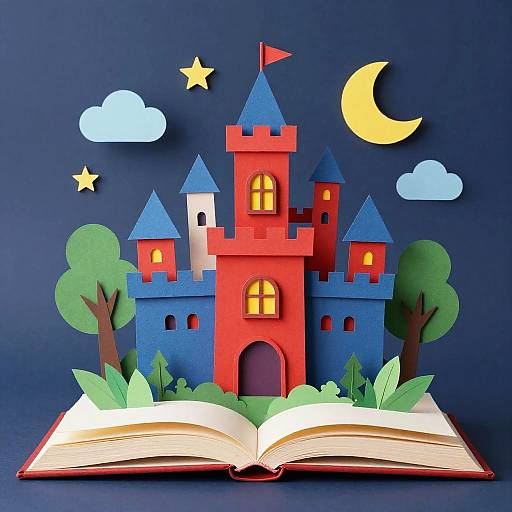 Whimsical 3D Paper Cutout Fantasy Castle