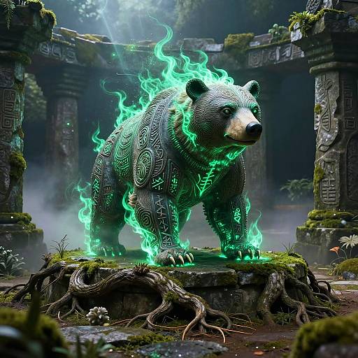 Ancient Rune-Guardian Bear in Mist