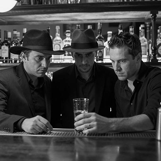 Three Men at a Classic Bar