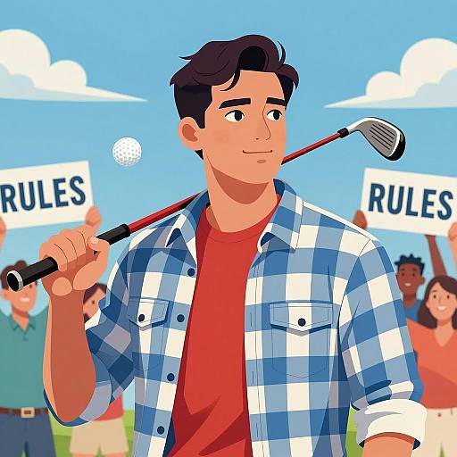 Confident Golfer Against Cheering Crowd