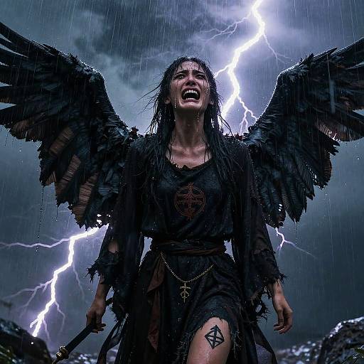 Weeping Demon Beneath Stormy Skies