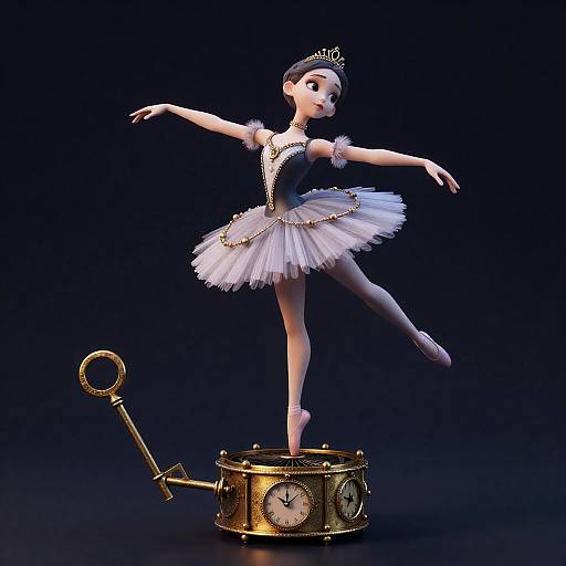 Clockwork Ballerina with Winding Music Key