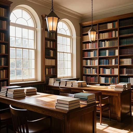 Sunlit Timeless Library Interior