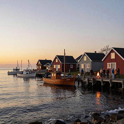 Livingston Coastal Village Sunset Scene