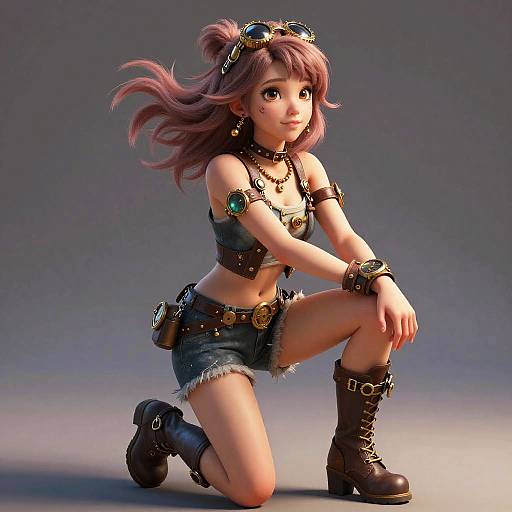 Hyperrealistic Steampunk Girl Illustration