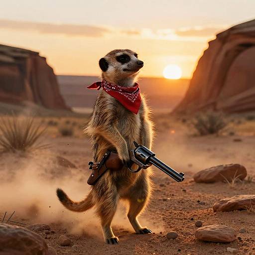 Meerkat Pepe Wild West Outlaw