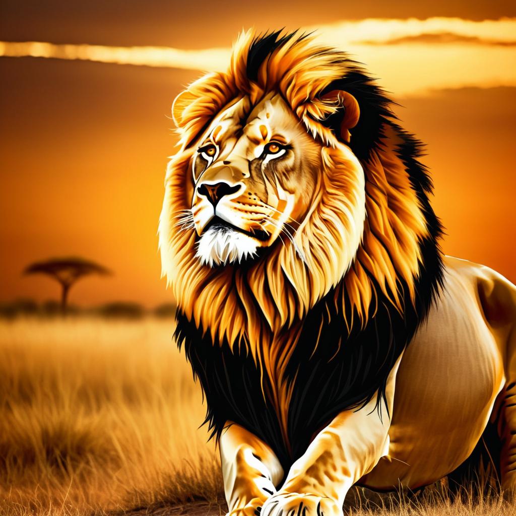 Majestic Lion in Twilight Savanna