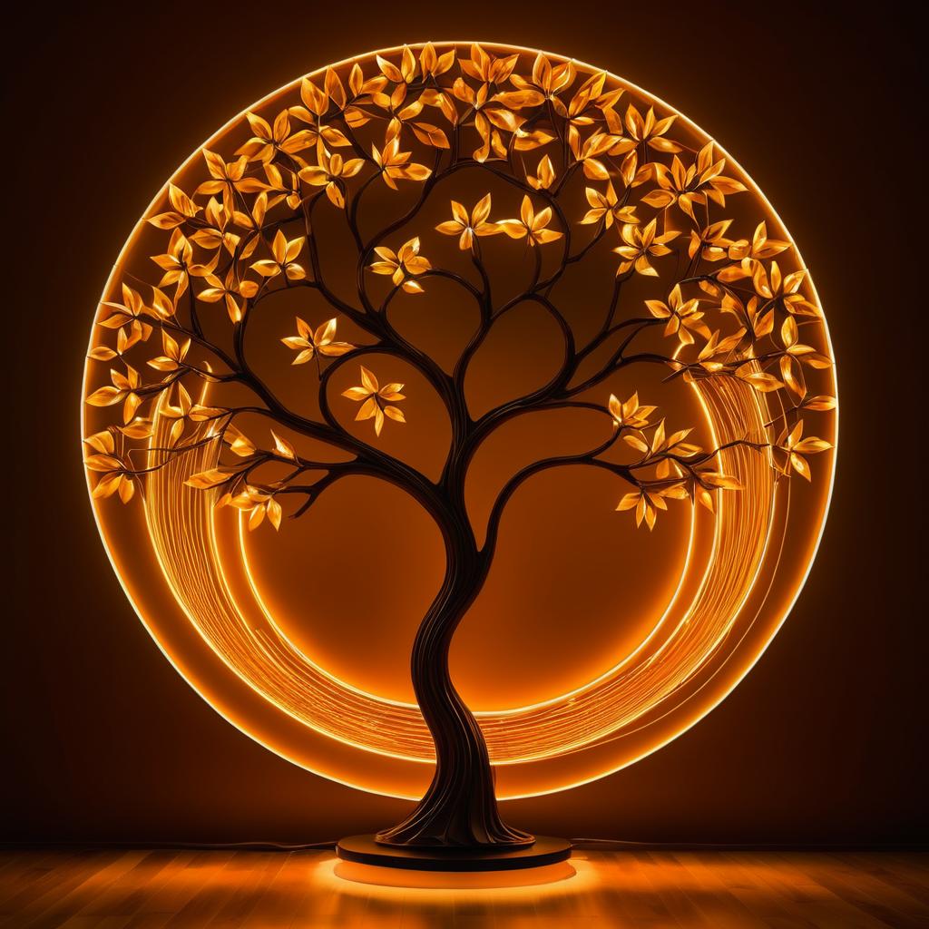 Vintage Aesthetic Orange Tree Light Painting