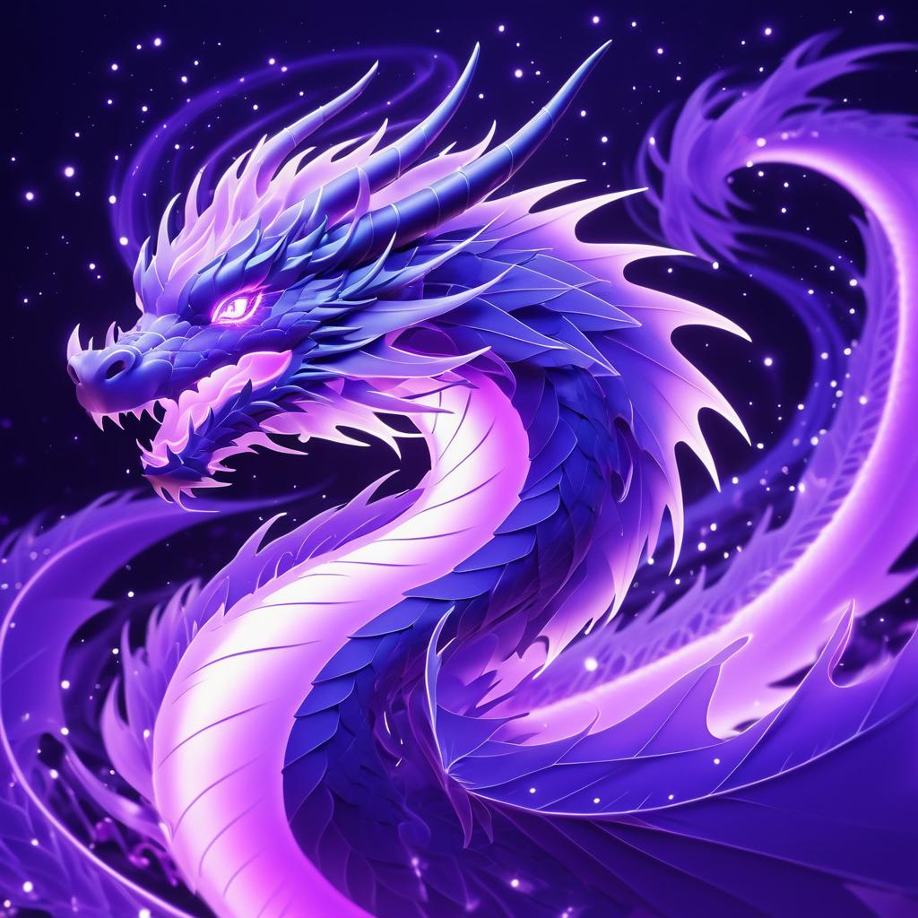 Ethereal Purple Dragon in Anime Style