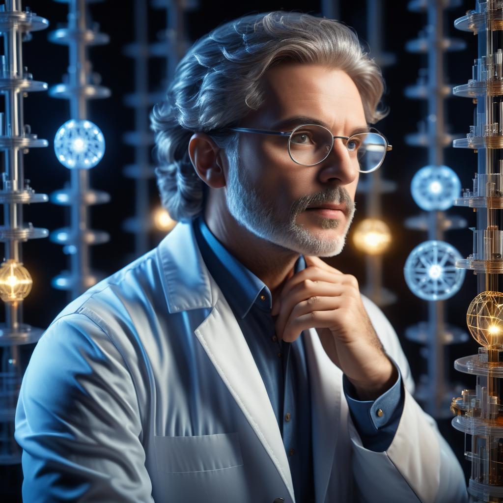 Radiant Scientist in Thoughtful Pose