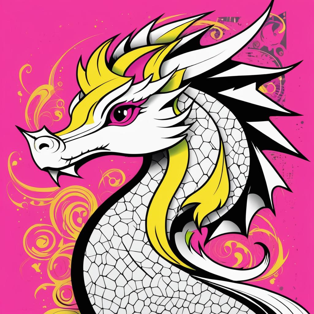 Surreal Dragon with Pop Art Elements