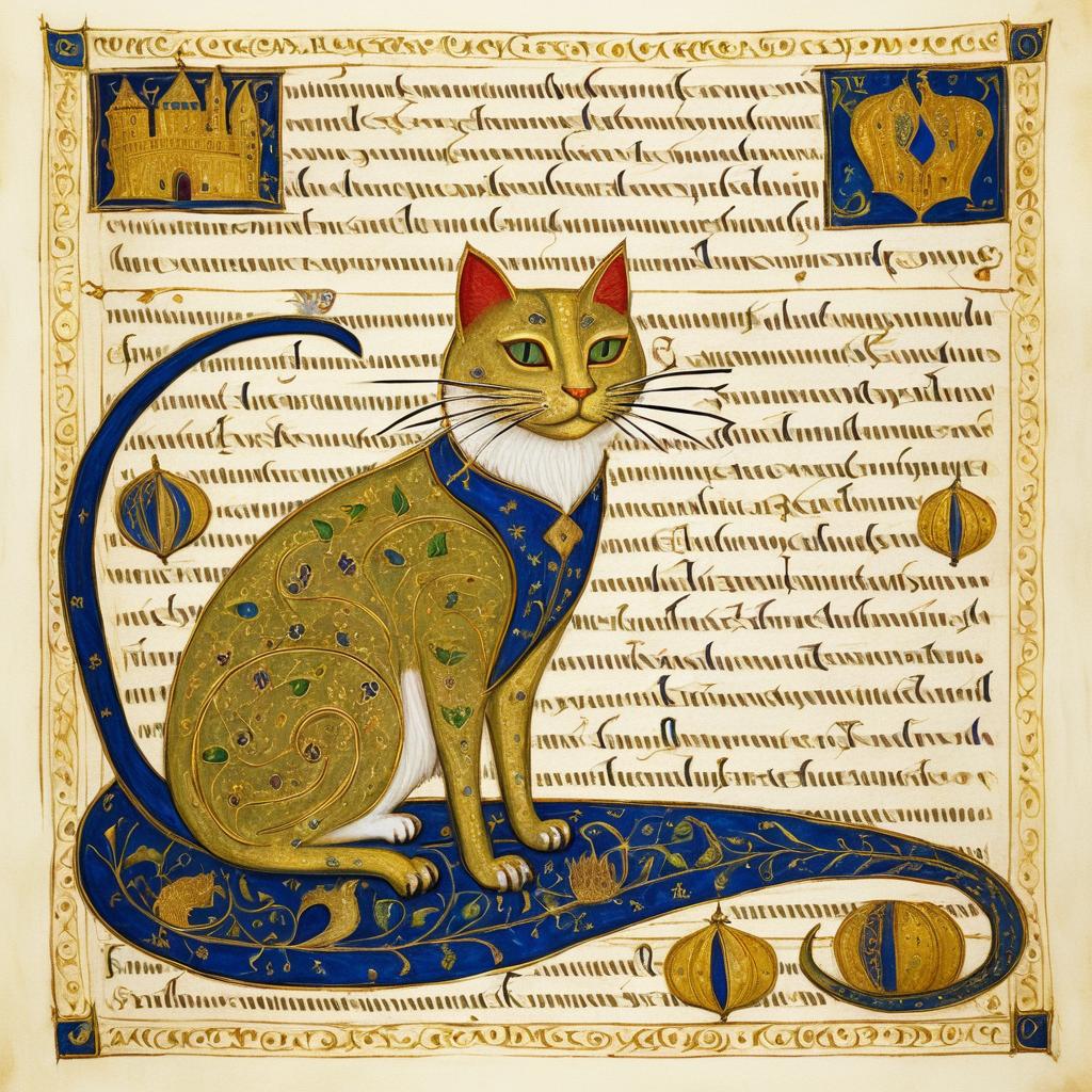 Whimsical Cat-Lizard Hybrid in Manuscript