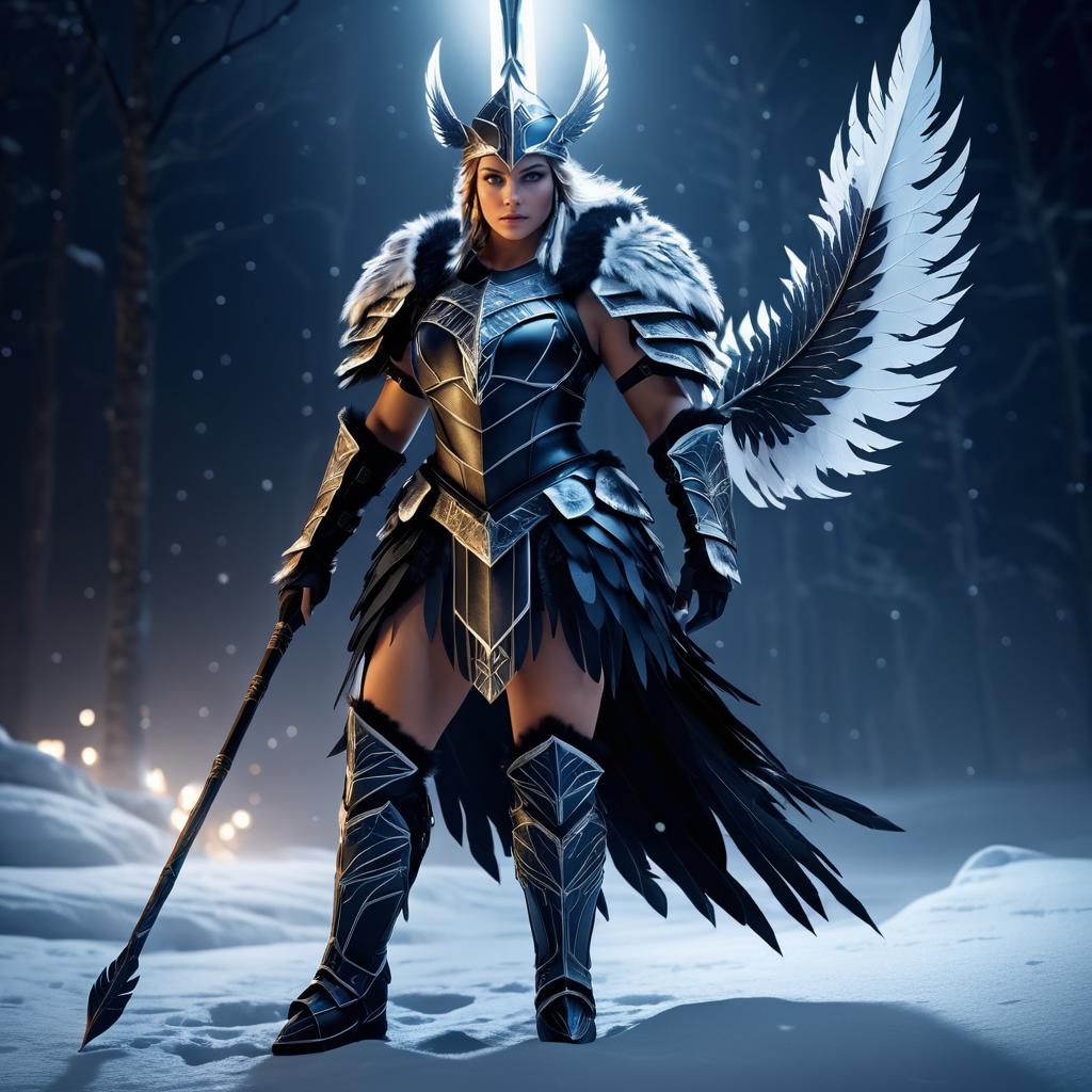 Fierce Valkyrie in Dark Fantasy Setting