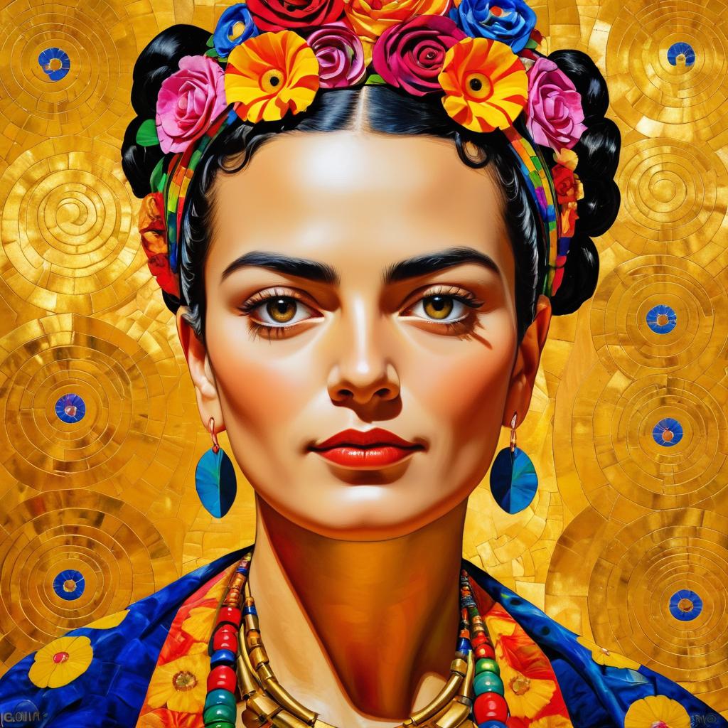 Frida Kahlo in Klimt's Vibrant Style