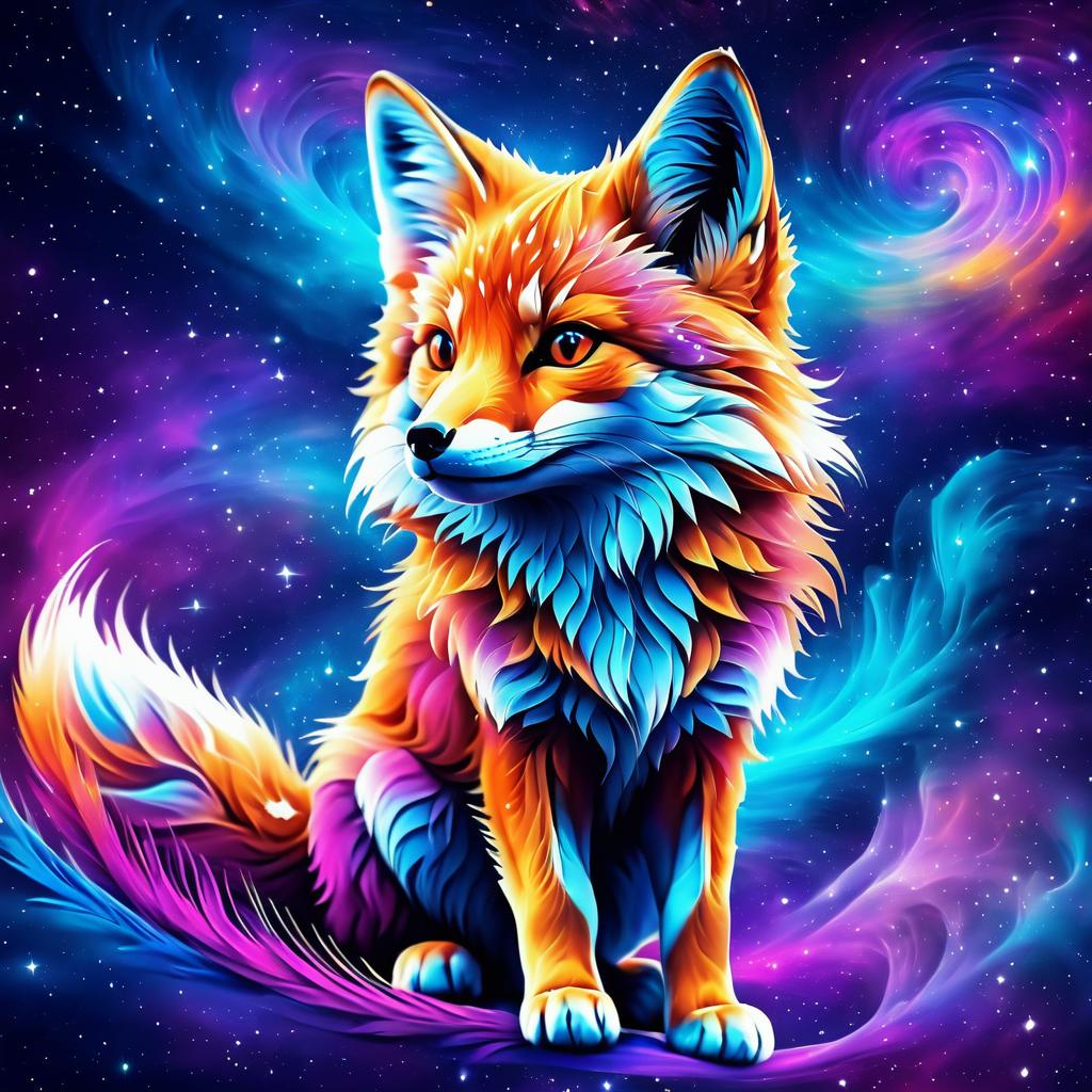 Vibrant Cosmic Fox Digital Art