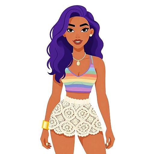 Bohemian Chic Woman in Lace Shorts