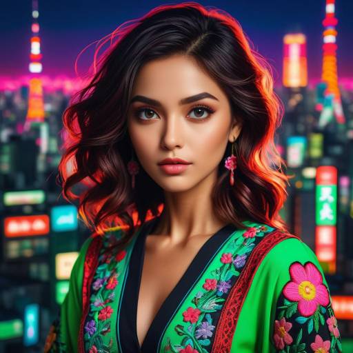 Bohemian Artist in Neon Tokyo Vibe
