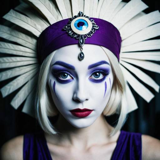 Woman in White and Purple Fantasy Makeup