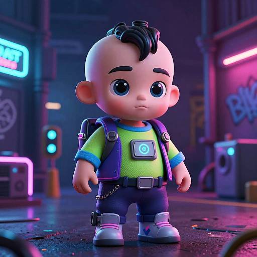 Cyberpunk Babytron in Neon City