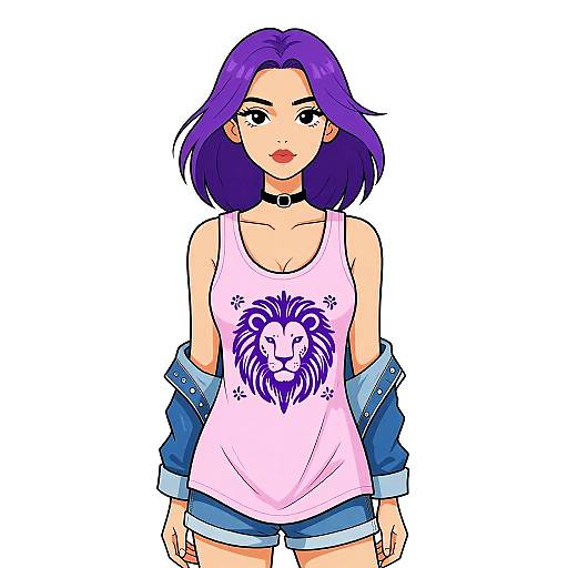 Woman in Pink Lion Graphic Tank Top