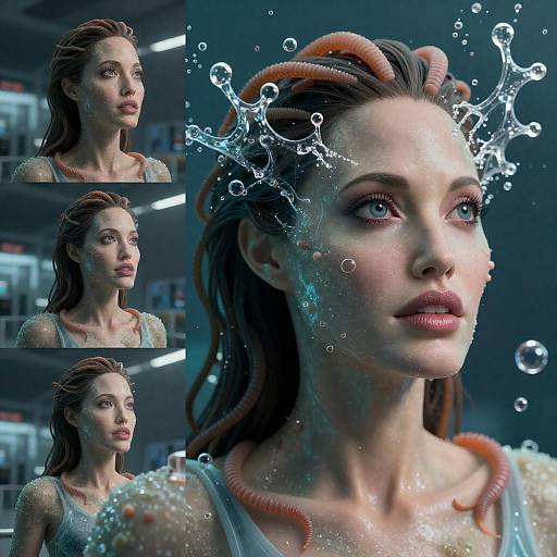 Water Monster Woman with Corals and Worms