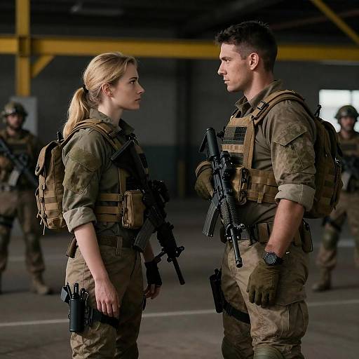 Dramatic Standoff of Armed Soldiers