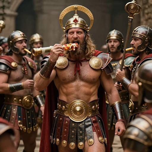 Gladiator King Feasting with Servants