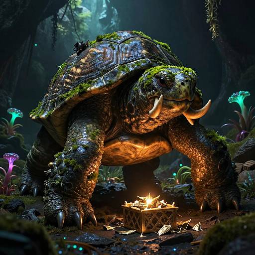 Fantasy Mossy Turtle Monster Guardian