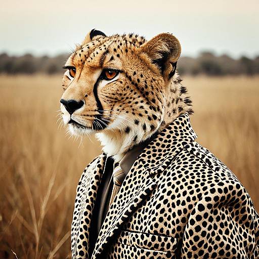 Elegant Cheetah in Spotted Jacket on Savannah