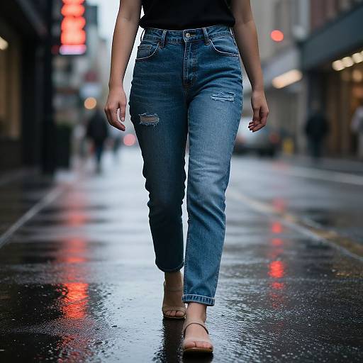 Moody Rainy City Jeans Walk