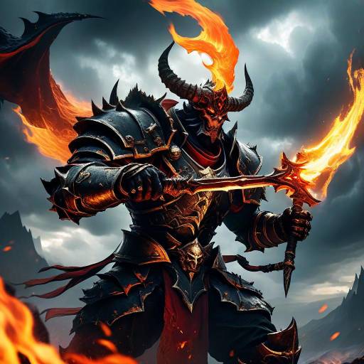 Demonic Champion in Stormy Dark Godfall