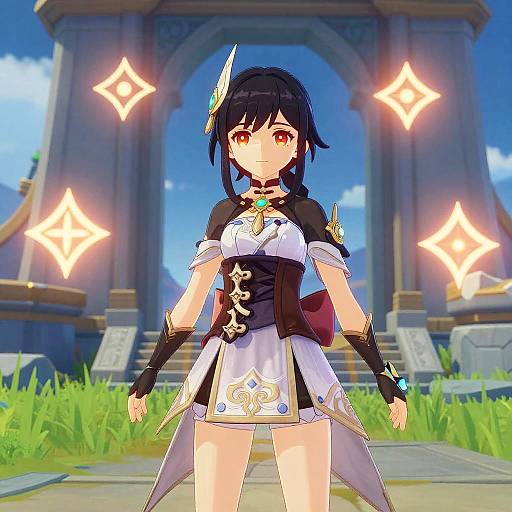 Genshin Impact Girl Exploring Ancient Ruins