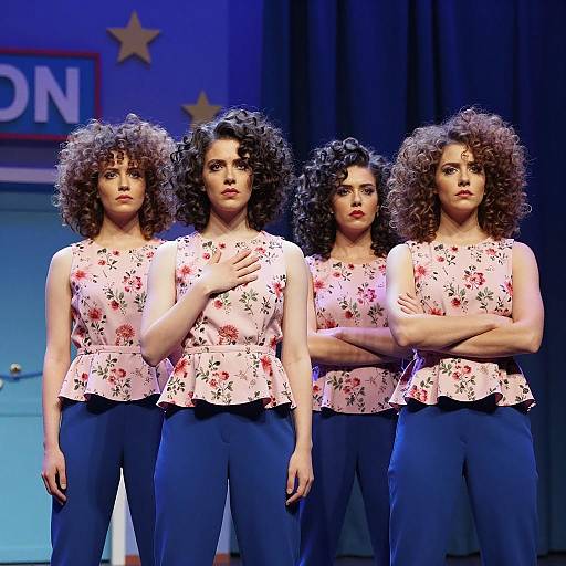 Four Women in Voluminous Hairstyles on Stage