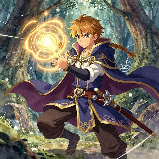 Young Mage Casting Glowing Spell