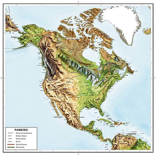 Vintage North America Topographical Map
