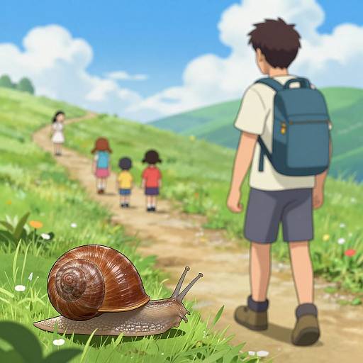 Magical Girl with Snail and Family