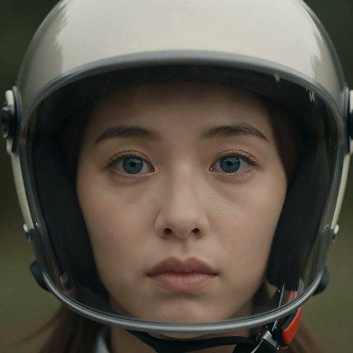 Close-Up of a Woman in a Helmet