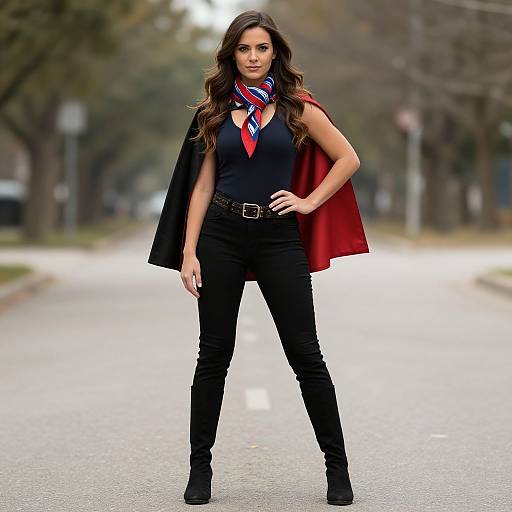Realistic Female Superhero Costume Pose