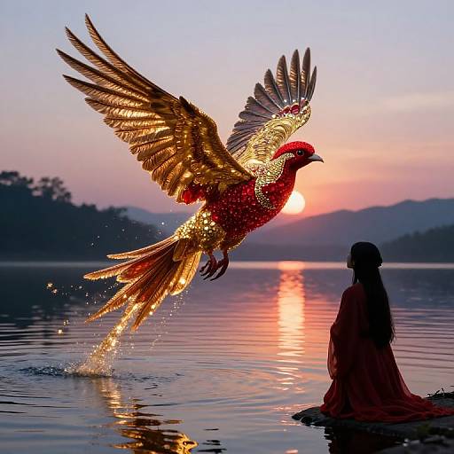 Radiant Phoenix Flight at Twilight